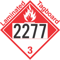 Combustible Class 3 UN2277 Tagboard DOT Placard