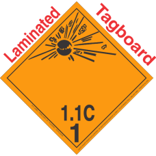 Explosive Class 1.1C Wordless Tagboard DOT Placard