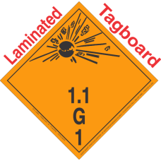 Explosive Class 1.1G Wordless Tagboard DOT Placard