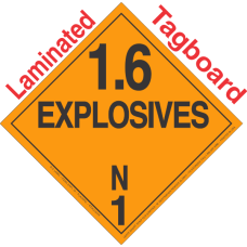 Explosive Class 1.6N Tagboard DOT Placard