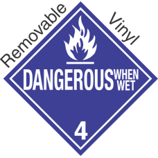Standard Worded Dangerous When Wet Class 4.3 Removable Vinyl Placard
