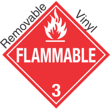 Standard Worded Flammable Class 3 Removable Vinyl Placard