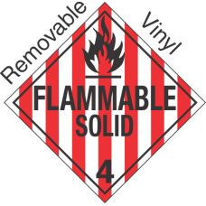Standard Worded Flammable Solid Class 4.1 Removable Vinyl Placard