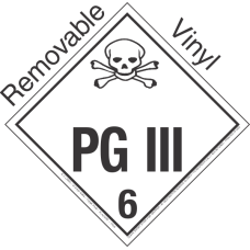 Standard Worded PG III Class 6.2 Removable Vinyl Placard