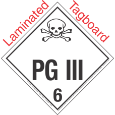 Standard Worded PG III Class 6.2 Laminated Tagboard Placard