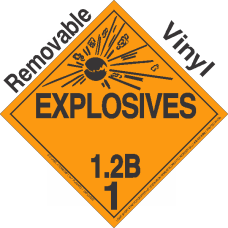 Explosive Class 1.2B NA or UN0268 Removable Vinyl DOT Placard