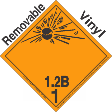 Explosive Class 1.2B NA or UN0268 International Wordless Removable Vinyl DOT Placard