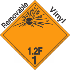 Explosive Class 1.2F NA or UN0204 International Wordless Removable Vinyl DOT Placard