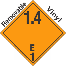 Explosive Class 1.4E NA or UN0471 International Wordless Removable Vinyl DOT Placard