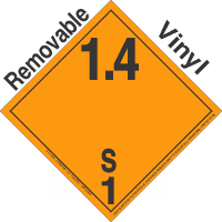 Explosive Class 1.4S NA or UN0014 International Wordless Removable Vinyl DOT Placard