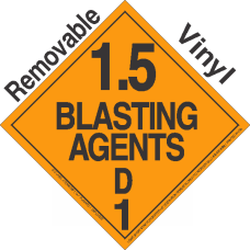 Explosive Class 1.5D NA or UN0332 Removable Vinyl DOT Placard