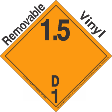 Explosive Class 1.5D NA or UN0332 International Wordless Removable Vinyl DOT Placard