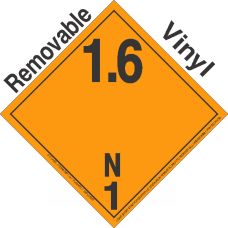 Explosive Class 1.6N NA or UN0486 International Wordless Removable Vinyl DOT Placard