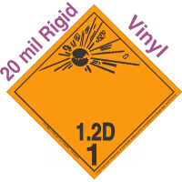 Explosive Class 1.2D NA or UN0035 International Wordless 20mil Rigid Vinyl DOT Placard