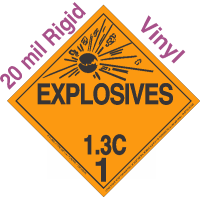 Explosive Class 1.3C NA or UN0272 20mil Rigid Vinyl DOT Placard