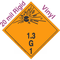 Explosive Class 1.3G NA or UN0016 International Wordless 20mil Rigid Vinyl DOT Placard