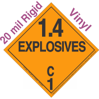Explosive Class 1.4C NA or UN0407 20mil Rigid Vinyl DOT Placard