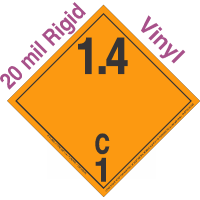 Explosive Class 1.4C NA or UN0407 International Wordless 20mil Rigid Vinyl DOT Placard