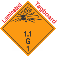 Explosive Class 1.1G NA or UN0420 International Wordless Tagboard DOT Placard