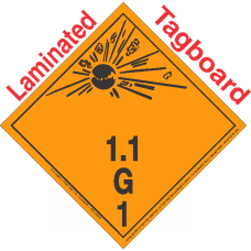 Explosive Class 1.1G NA or UN0196 International Wordless Tagboard DOT Placard