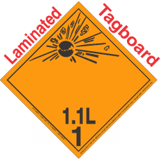 Explosive Class 1.1L NA or UN0357 International Wordless Tagboard DOT Placard