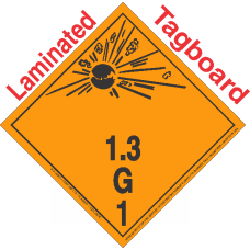 Explosive Class 1.3G NA or UN0315 International Wordless Tagboard DOT Placard