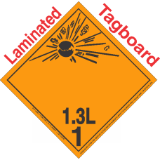 Explosive Class 1.3L NA or UN0359 International Wordless Tagboard DOT Placard