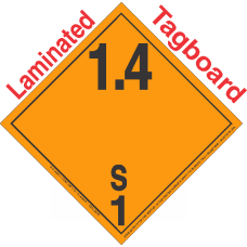Explosive Class 1.4S NA or UN0506 International Wordless Tagboard DOT Placard